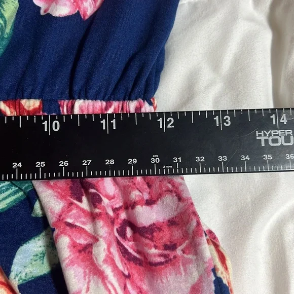 Reb & J girls navy floral peplum sleeve girls dress SZ XL - Picture 8 of 9